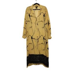 Vintage Duster Kimono Robe Long Sheer Shirt Top 90s Ashley Stewart Beach Cover